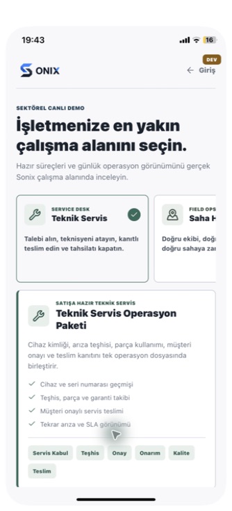 IVMEON Teknik Servis sektörel paket ekranı